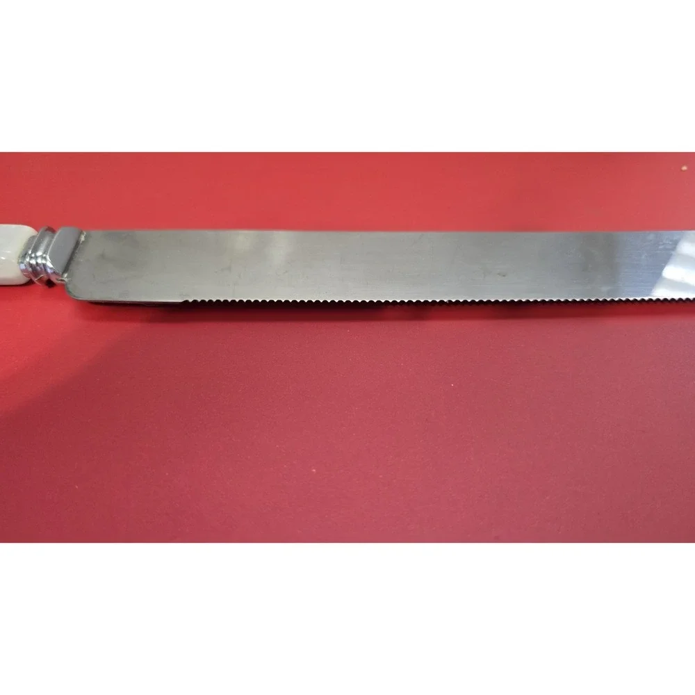 Vintage Cake Knife By Treasure Masters Faux White Marble Handle Stainless Steel